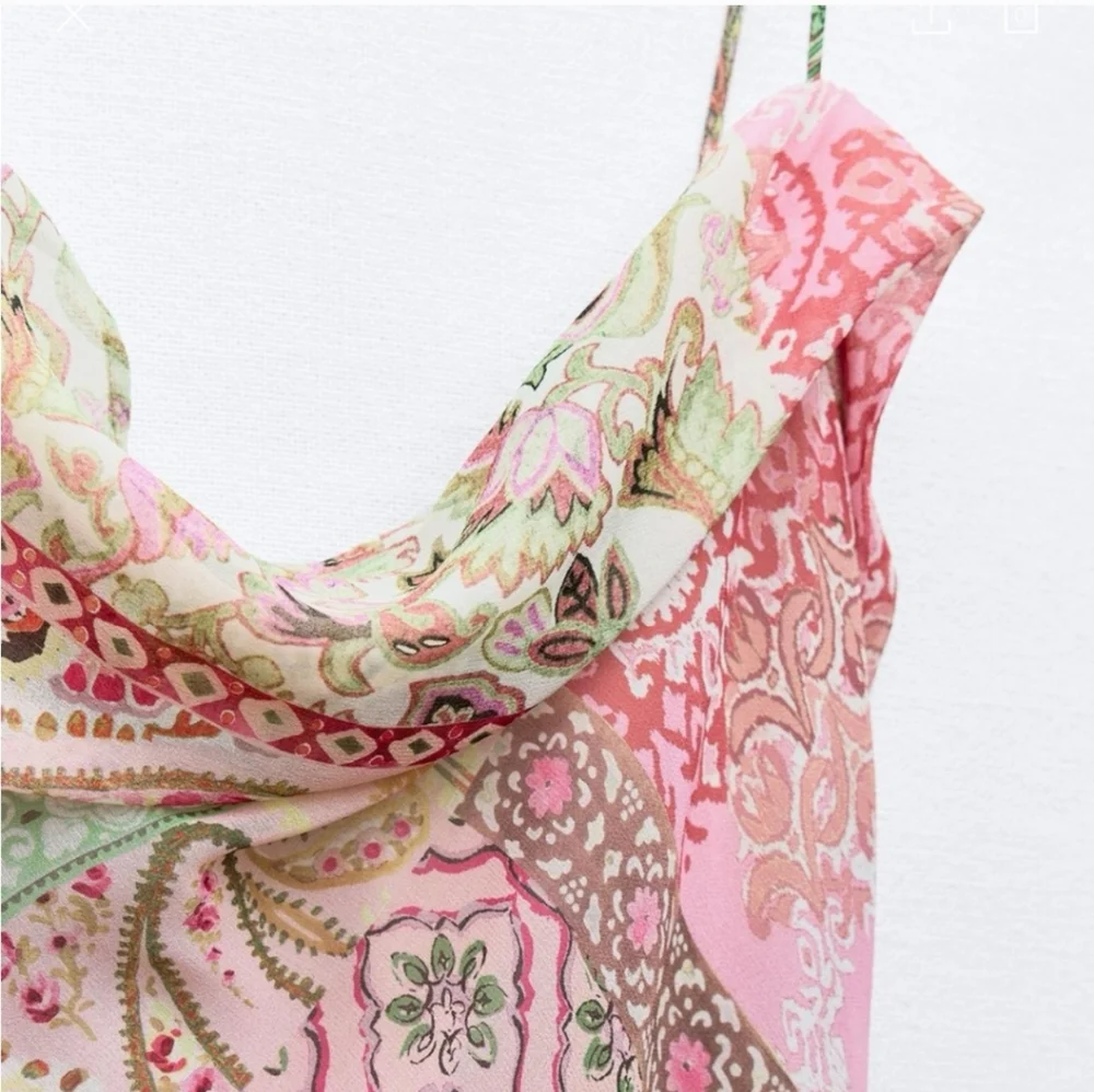 Zara Mulicolored Patchwork Print Slip Dress - Picture 6 of 9